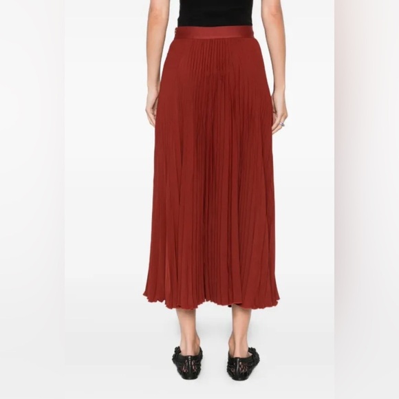 NWOT FARM Rio Terracotta Pleated Midi Skirt - Picture 3 of 12